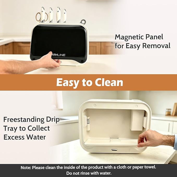 Charmline Next-Gen Smart Cutting Board and Knife Set with Holder, Self-Cleaning and Drying, Space-Saving Kitchen Organizer, Practical Gift for Mom, Housewarming, Birthday & Christmas