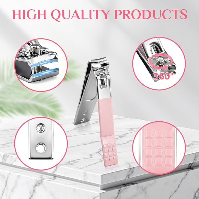 MINKINH 26-Piece Professional Manicure Set，Features Stainless Steel Tools, Carbon Steel Clippers & Travel Case for Women's Home and Travel Grooming，Mother's Day Gifts(Pink)