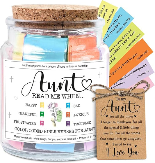 NewEleven Mothers Day Gifts For Aunt - Aunt Birthday Gift From Niece, Newphew, Kids - Auntie Gift Ideas, Christian Gifts For Aunts - Bible Verse Jar