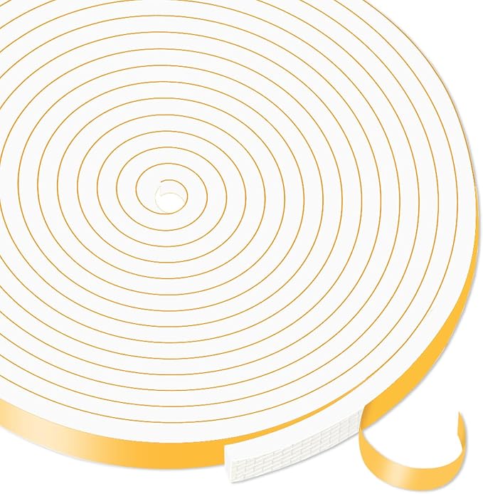 Weather Stripping Door Seal Strip,Weather Stripping,High Density CR Door Seal Strip for Door Frame for Windows (White, 1/4 in X 1/16 in x 33Ft)