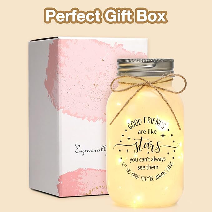 Maracco Friendship Gifts for Women - 30oz Large Mason Jar Night Lights for Friend, BFF, Coworker, Best Friends Birthday Gifts for Women, Valentines Day Gift Idea for Her
