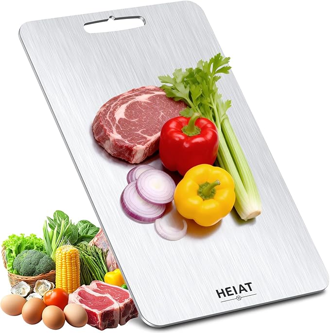 Titanium Cutting Board Set of 3, 100% Pure Titanium Cutting Boards for Kitchen, Non-Toxic, Double-Sided Chopping Boards for Raw & Cooked Food, Handles Included, Dishwasher Safe(16” x 10”)