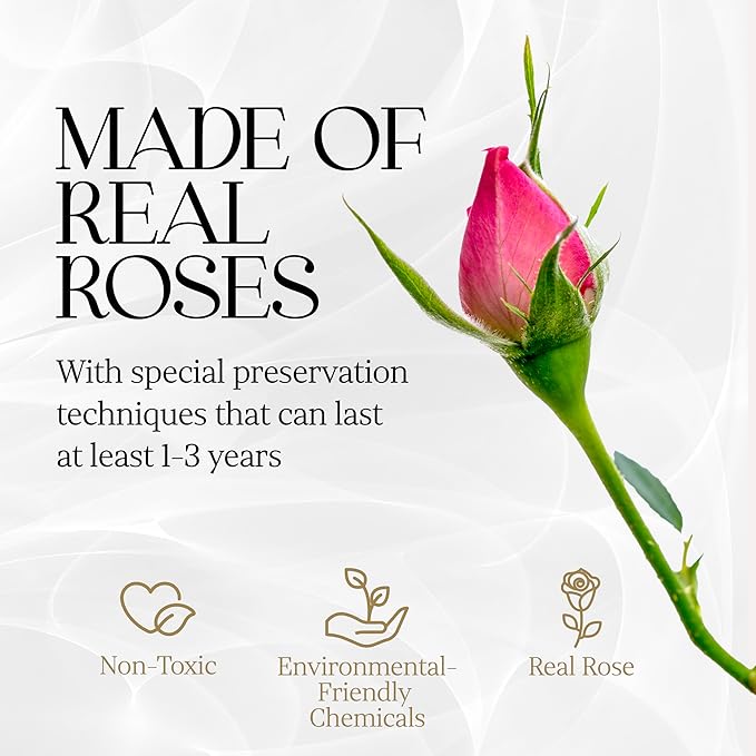 GLAMOUR BOUTIQUE 7 Flower Forever Heart Shape Box, Eternal Preserved Roses Gift for Her, Lasting Flowers, Petite Floral Heart Box for Birthday, Anniversary or Valentine’s Day, Pink (Color-Treated)