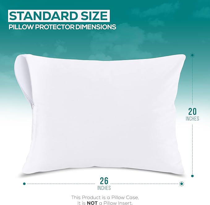 Utopia Bedding Premium 100% Waterproof Pillow Protectors with Zipper Standard Size (Set of 40), Bed Bug and Dust Mite Proof Zippered Pillow Covers, Pillow Encasement Cases, White