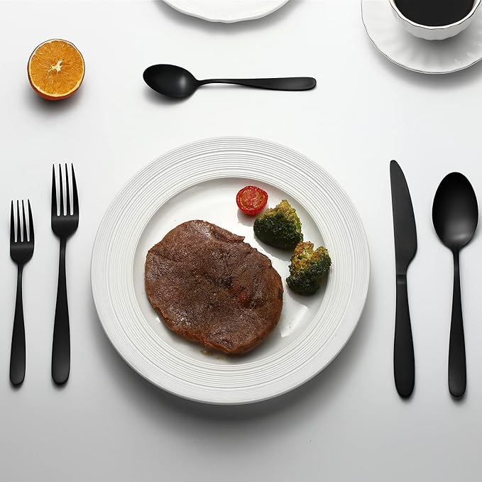 Compralo Matte Black Silverware Set for 8, 40 Pieces Black Flatware Set, Stainless Steel Tableware Cutlery Set Include Fork Spoon Knife, Kitchen Utensil Sets for Home and Restaurant