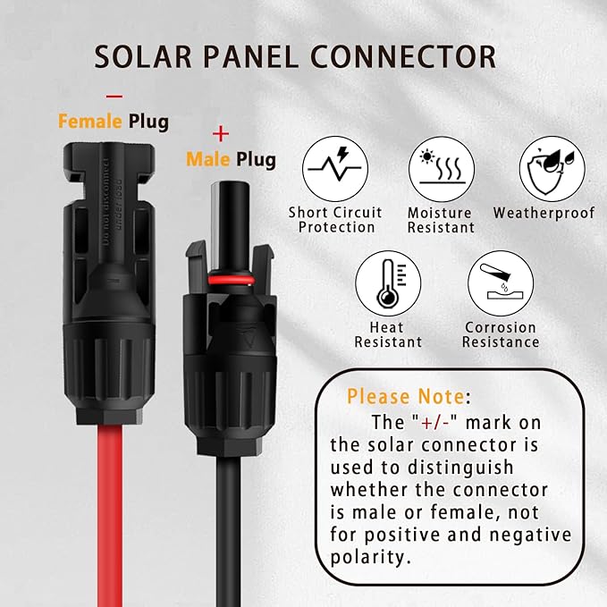 COMeap 16.4FT/5M Solar Panel Adapter for Jackery, Compatible with MC-4 to DC 8mm Extension Cable with DC7909 to DC8020/DC5525 Connector for GZ Yeti Jackery Bluetti Solar Power Station 12AWG