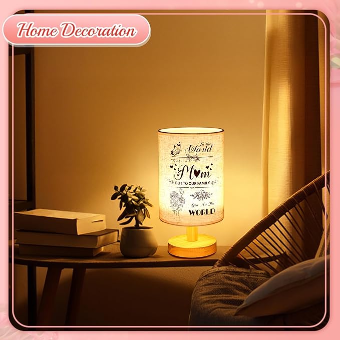 Linkax Mothers Day Gifts for Mom Wife Grandma Daughter Sister Nana Nanny from Son Daughter, Table Lamps Night Light with Fabric Shade, Personalized Mom Birthday Gifts for Mothers Day