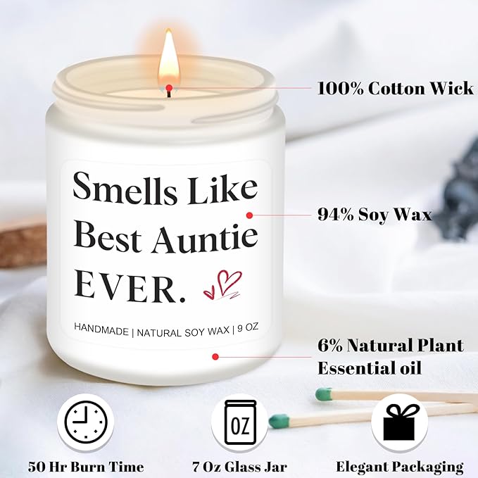 Homsolver Gifts for Aunt, Birthday Mothers Christmas Thanksgiving Gifts for Aunt, Smells Like Best Auntie Ever Scented Candles