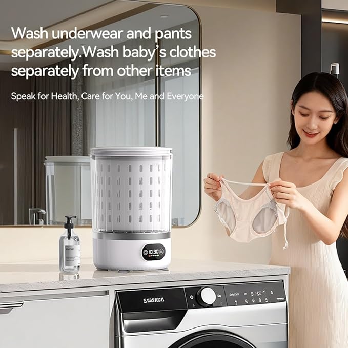 Portable Mini Washing Machine, Upgraded 3-in-1 3L Compact Washer with Spin Dry & Auto Drain,Small Travel Laundry Machine for Underwear Baby Clothes Socks Towels Home Dorm (White)