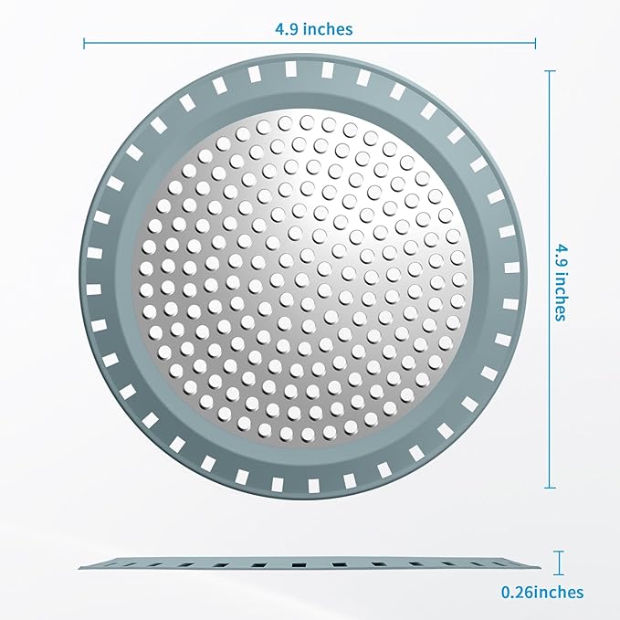 Shower Drain Hair Catcher,Aluvor Shower Drain Cover Bathtub Drain Strainers Weighted Metal Hair Trap Stopper Sink Protector Filter Bathroom Flat Strainer Stopper (Greyishblue)