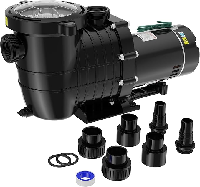 Pool Pumps Above Ground/Inground, 2.5 HP 5389GPH, Powerful Selfpriming Pool Pump, Dual Voltage Energy Saving Swimming Pool Pump with 1.5" & 2.0'' Inlet/Outlet & Strainer Basket
