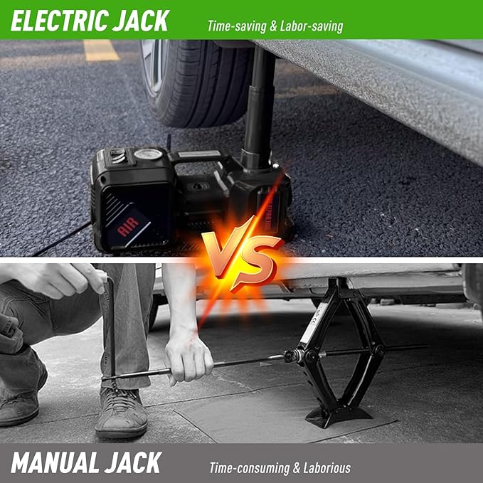 Trihelper Electric Car Jack Set 5 Ton Hydraulic Jack with Integrated Tire Pump Car Lift Floor Jack with Impact Wrench for Sedans SUV MPV Sedan Truck Change Tires Garage Repair
