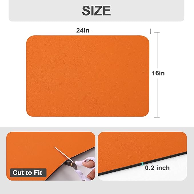Ecotrim Absorbent Coffee Mat , Stain Hiding PU Leather Surface, Non-Slip Natural Rubber Backing, Quick Dry Mat for Espresso Machine, Kitchen Counter ,Orange | 16" x 24"