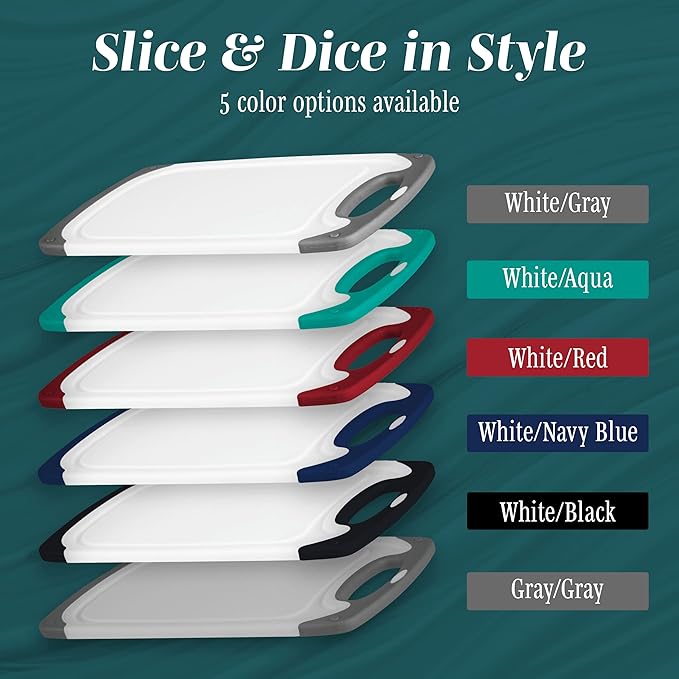 Cutting Boards for Kitchen - BPA-Free Chopping Board - Different Sizes & Non Slip Handles - Reversible, Large Cutting Board Set - Unique Gifts for Cooks Who Have Everything - 3-Pack Red