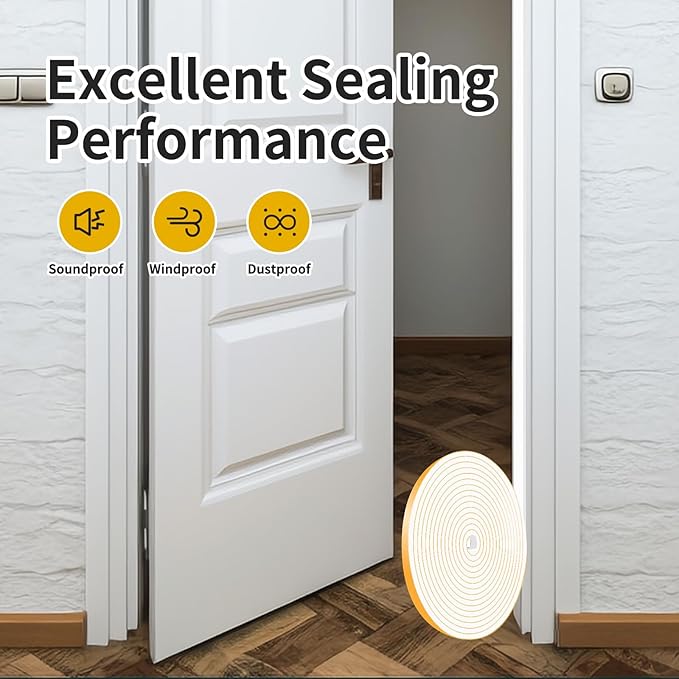 Weather Stripping Door Seal Strip,Weather Stripping,Door Seal Strip for Door Frame,Window(White,1/4 in x 1/8 in x 39Ft)