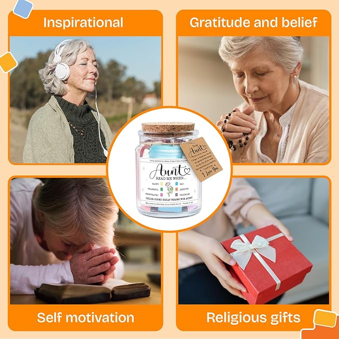 NewEleven Mothers Day Gifts For Aunt - Aunt Birthday Gift From Niece, Newphew, Kids - Auntie Gift Ideas, Christian Gifts For Aunts - Bible Verse Jar