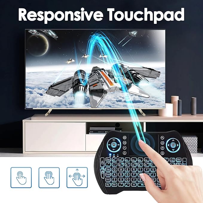 BL Mini Wireless Keyboard Remote Control with Touchpad Mouse Combo, Backlit 2.4GHz Mini Keyboard Wireless USB Dongle Rechargeable Li-ion Battery for Android TV Box Smart TV PC PS3 Windows MacOS X-Box