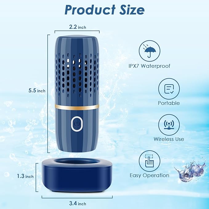 Cudinham Fruit and Vegetable Purifier Cleaner Washing Machine Capsule Shape Cleaner Device OH-ion Purification Technology for Cleaning Veggie Grains Rice Meat Seafood, Blue