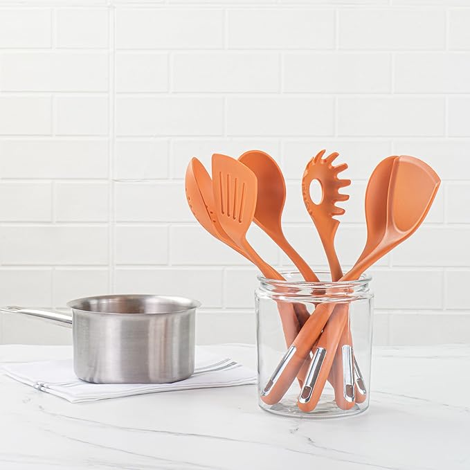 Met Lux Kitchen Utensil Sets, 10 Silicone Utensil Sets - 6 Pieces Per Set, High-Heat Tolerance, Orange Silicone Kitchen Utensils, For No-Stick Cookware - Restaurantware
