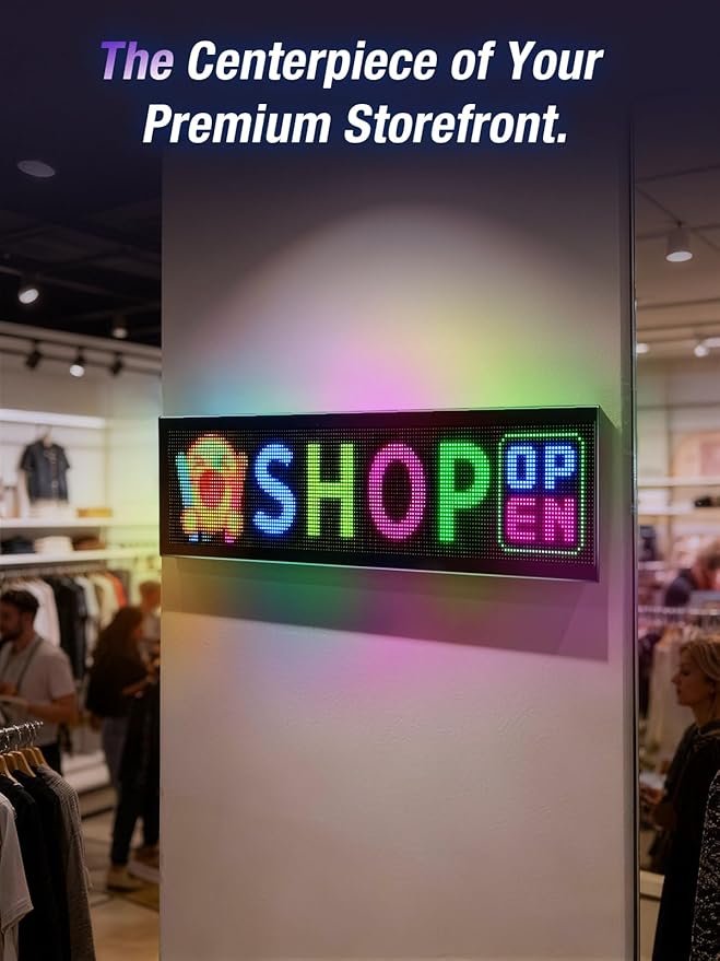 Dual Line Display LED Sign, Flexible LED Screen Remote & App Control, for Indoor Advertising, Shop Window, Car Dealership Decoration (30.7 x 7.9in)