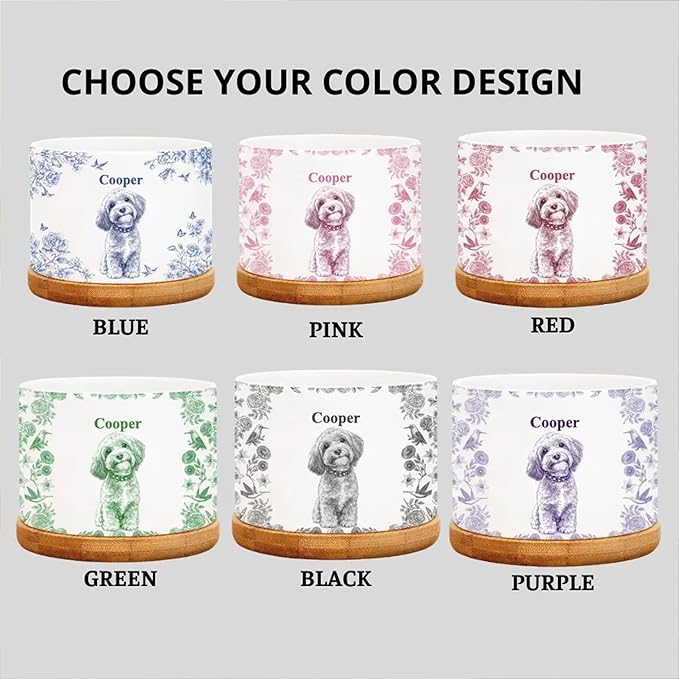 Personalized Pet Portrait Toile De Jouy Plant Pot, Custom Dog Photo Plant Pot for Dogs Mom, Pet Mom Gifts, Cat Lover Gifts, Pets Lover Gift, Memorial Dog Cat Gift