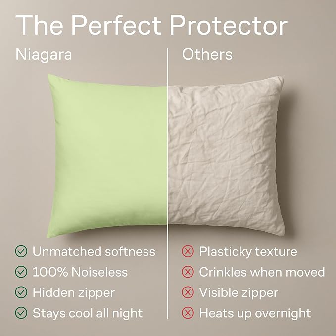 Ultra Soft Pillow Protectors with Zipper Queen Size - Set of 4 Breathable Pillow Covers - 100% Protection Against Stains, Dust & Dirt - Machine Washable (Sage)