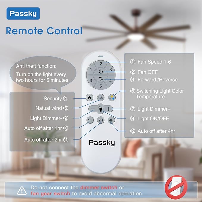 72 Inch Ceiling Fans with Lights, Large Modern Ceiling Fan with Light and Remote Control, Reversible, 3CCT, Dimmable, Quiet, Brown Ceiling Fan for Bedroom Living Room Patio Farmhouse, Indoor/Outdoor