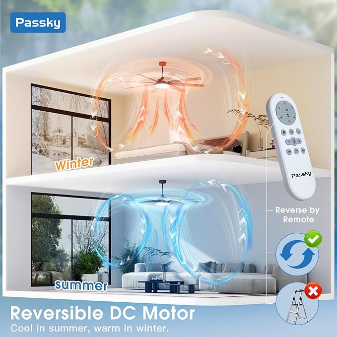 72 Inch Ceiling Fans with Lights, Large Modern Ceiling Fan with Light and Remote Control, Reversible, 3CCT, Dimmable, Quiet, Brown Ceiling Fan for Bedroom Living Room Patio Farmhouse, Indoor/Outdoor