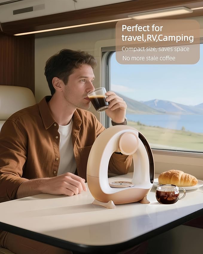 3 in 1 Single Serve Coffee Maker for K Cup,Ground Coffee and Tea Leaves,1400W 20s Fast Heating Mini K Cup Coffee Brewer,One Button Operation,Spring Easter Outdoor Portable for Small Spaces