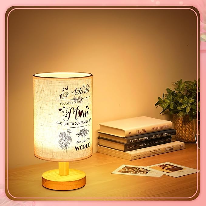 Linkax Mothers Day Gifts for Mom Wife Grandma Daughter Sister Nana Nanny from Son Daughter, Table Lamps Night Light with Fabric Shade, Personalized Mom Birthday Gifts for Mothers Day