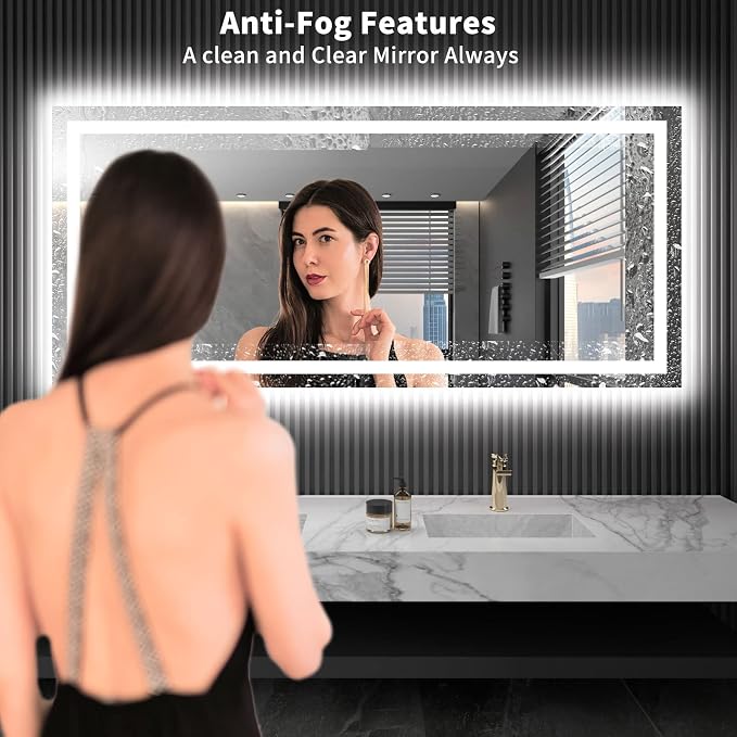 LOAAO 72"X32" LED Bathroom Mirror with Lights, Anti-Fog, Dimmable, Backlit + Front Lit, Lighted Bathroom Vanity Mirror for Wall, Shatter-Proof, Memory Function, Tempered Glass, ETL Listed