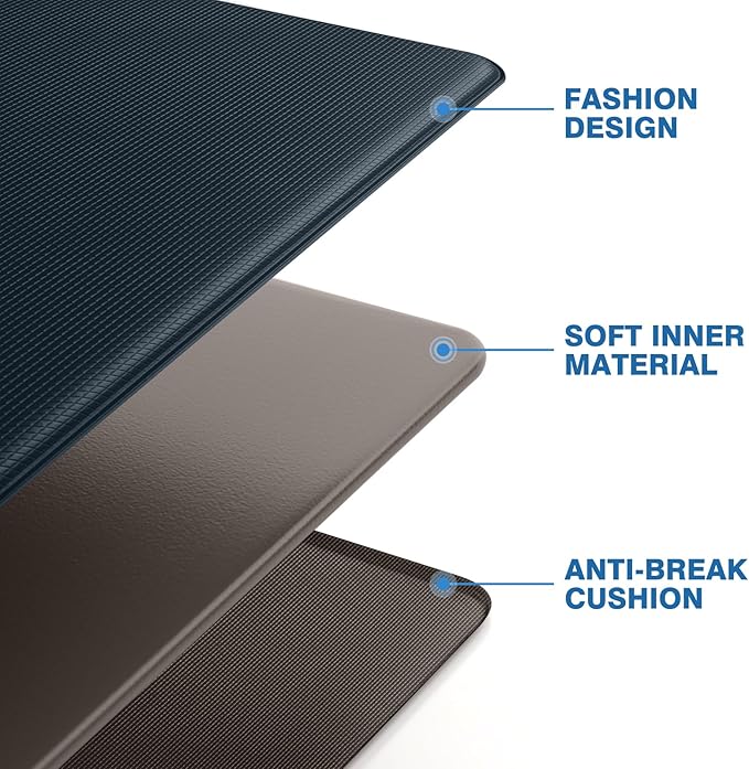 StepRite Kitchen Mats, 2PCS Kitchen Rugs, Cushioned Anti Fatigue Kitchen Mats for Floor, Non-Slip Standing Desk Mat, Waterproof Kitchen Rug Set for Floor, Office, 17.3"x30"+17.3"x70", Dark Charcoal