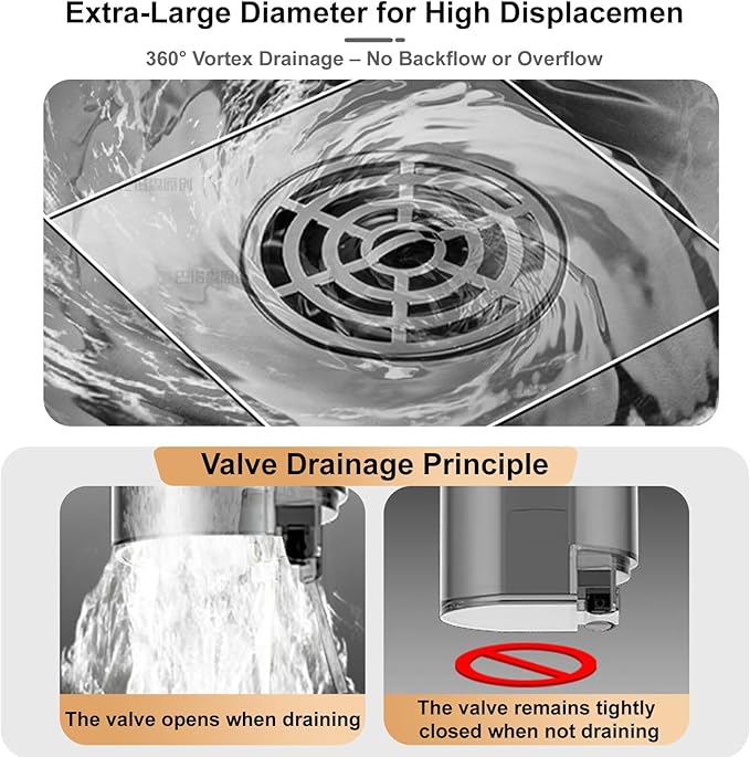 Shower Drain Anti-Backflow Stopper - Magnetic Shut-Off Valve, 304 Stainless Steel Odor-Proof Shower Drain Plug, Suitable for 1 1/2 inch Pipes (2.95in/75mm High)