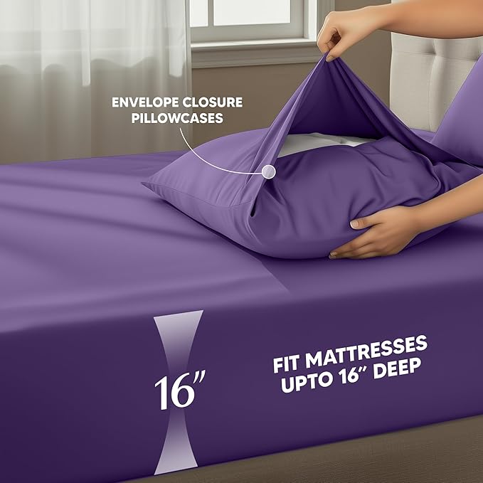 Utopia Bedding Twin Sheet Set – 3 Piece Bed Sheets for Twin Size Bed, Soft and Breathable Microfiber, Includes 1 Fitted Sheet, 1 Flat Sheet and 1 Pillowcase – Oeko Tex (Egg Plant)
