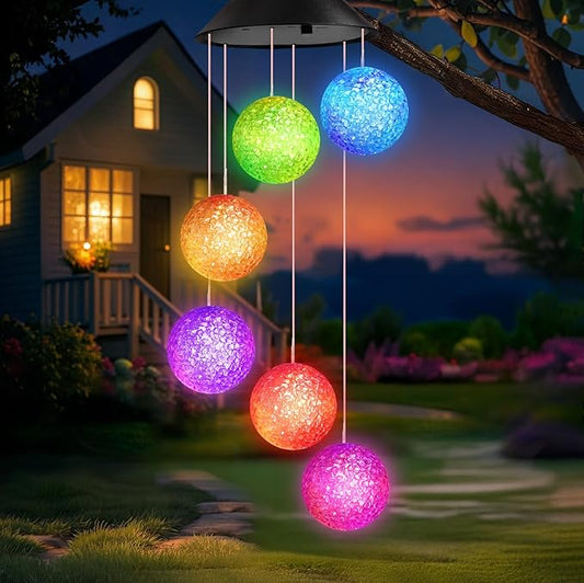 Birthday Gifts for Women Grandma Wife Sister, Winzwon Solar Lights Outdoor Wind Chimes for Outside Garden Yard Patio Porch Decor Hanging Ball Decorations, Christmas Mothers Day Mom Gift for Her