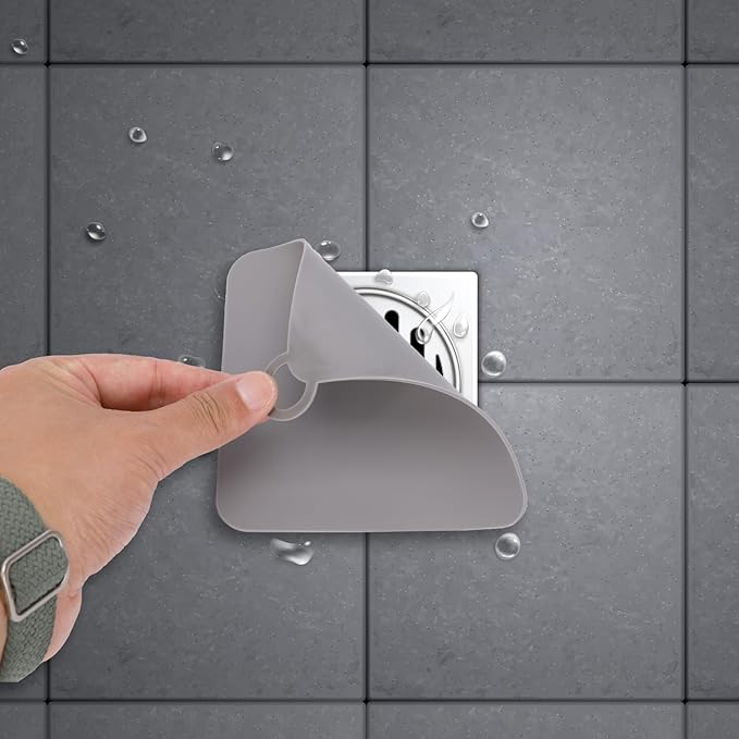 2 Pieces Silicone Tub Stopper Shower Drain Cover Floor Drain Anti-Odor Mat Shower Silica Gel Drain Plugs Bathtub Drain Cover Sewer Deodorization for Kitchen, Bathroom and Laundry(Grey)