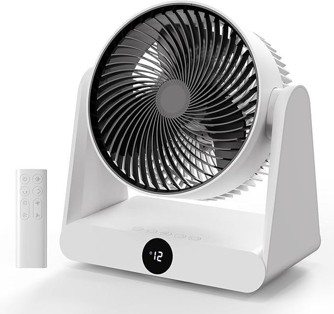 3D Oscillation Air Circulator Fan with Remote, 12000mAh Battery Operated Cordless Desk Fan, 20dB Whisper Quiet Table Fan for Bedroom Home Office, 12 Speeds, 12H Timer, 650 CFM Powerful Airflow