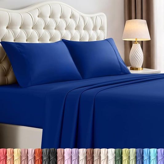 Utopia Bedding King Size Sheet Set – 4 Piece Bed Sheets, Soft and Breathable Microfiber, Includes 1 Fitted Sheet, 1 Flat Sheet and 2 Pillowcases – Oeko Tex (Royal Blue)