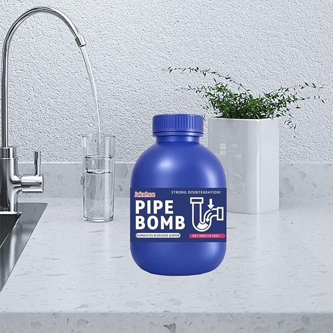 Pipe Bobo Drain Cleaner 4-Pack, Powerful Pipe Bomb Clog Remover for Kitchen & Bathroom Drains, Professional Drain Opener Powder to Dissolve Hair, Grease & Soap Scum | 4 Pack