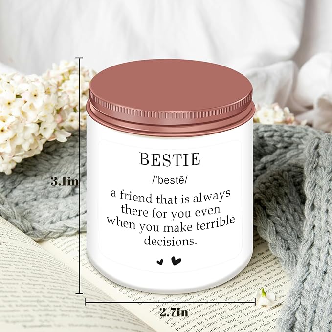 Homsolver Bestie Gifts, Friendship Gifts for Women, Christmas Mothers Day Valentines Gift, Bestie Scented Candle