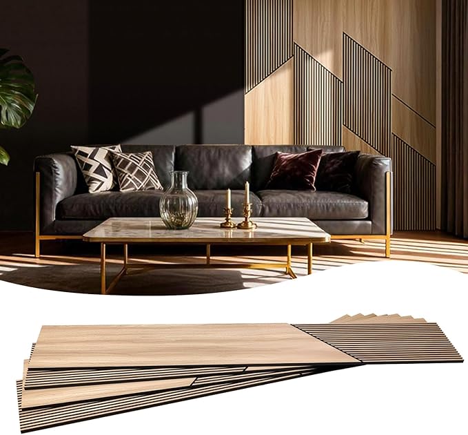 8-Pack Teak Wood Grain 3D Wall Panels with Adhesive, Peel and Stick PVC Wall Tiles for Accent Wall, Covers 48.83 Sq Ft for Luxury Living Room & Bedroom Decor