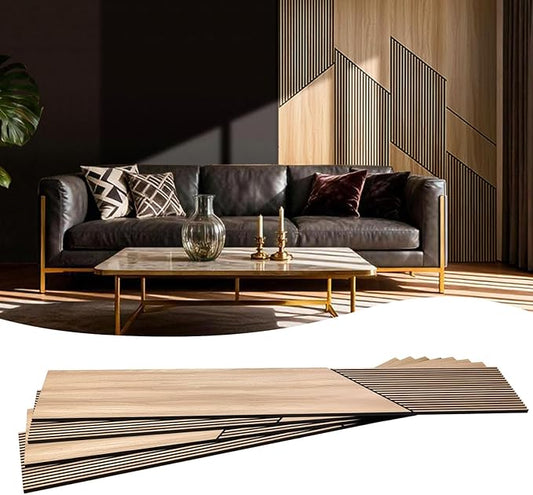 8-Pack Teak Wood Grain 3D Wall Panels with Adhesive, Peel and Stick PVC Wall Tiles for Accent Wall, Covers 48.83 Sq Ft for Luxury Living Room & Bedroom Decor