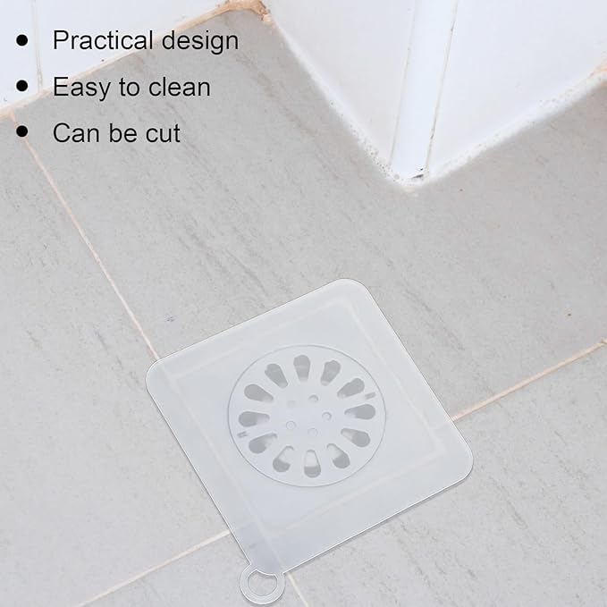 2 Pieces Silicone Drain Cover Floor Tub Stopper, 6x6 Inch Anti-Odor Deodorizing Mat Shower Drain Covers for Kitchen Bathroom Laundry, Sewer Plugs with Silica Gel Seal