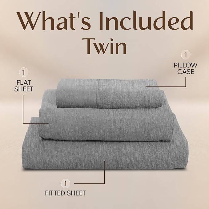 Utopia Bedding Twin Sheet Set – 3 Piece Bed Sheets for Twin Size Bed, Soft and Breathable Microfiber, Includes 1 Fitted Sheet, 1 Flat Sheet and 1 Pillowcase – Oeko Tex (Heather Grey)