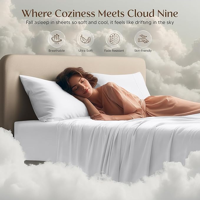 Utopia Bedding California King Size Sheet Set – 4 Piece Bed Sheets, Soft and Breathable Microfiber, Includes 1 Fitted Sheet, 1 Flat Sheet and 2 Pillowcases – Oeko Tex (White)