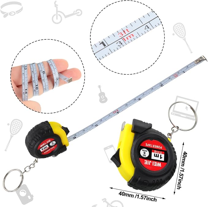 Jutom 12 Pcs Mini Tape Measure Keychain Bulk Mini Screwdriver Keychain Set Adult Tool Party Prize for Father's Men Gifts