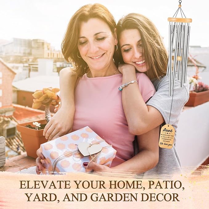 for Aunt, Aunt Wind Chimes, Auntie Gift Ideas, Birthday Gifts for Aunts from Niece Nephew, Best Mothers Day for Auntie, 25.5 Inch