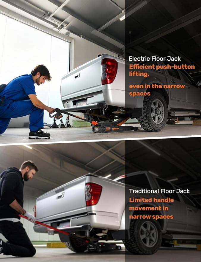 3 Ton Electric Floor Jack, Low Profile Jack for Quickly Car Lift, Hydraulic Service Jack, 6000 lbs Capacity. Lifting Range 3-3/8" to 20"