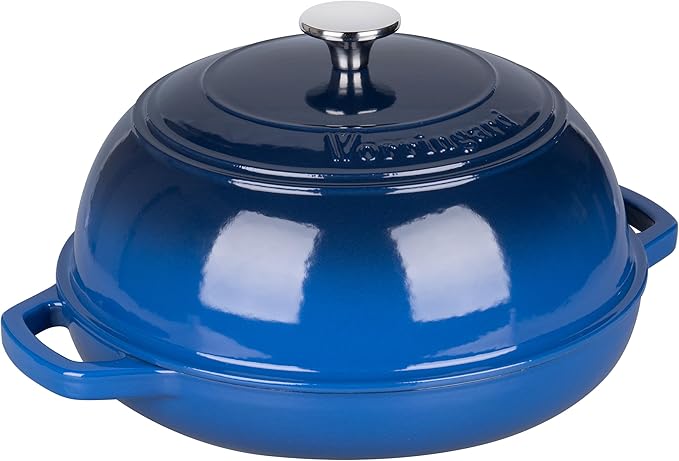 VORRINGARD Enameled Cast Iron Dutch Oven Pot with Lid, Bread Oven for Sourdough Bread Baking, Dutch Ovens with Bread Proofing Basket& Baking Supplies Set, 6 Quart, Blue