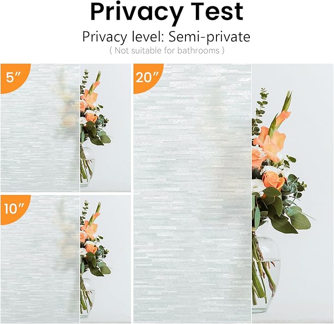 Haton Window Privacy Film, Frosted Glass Static Cling Sun Heat Blocking Window Clings, Frosting Opaque Coverings Stickers Tint for Home Office Door, Non Adhesive, White 35.4" x 157.4"